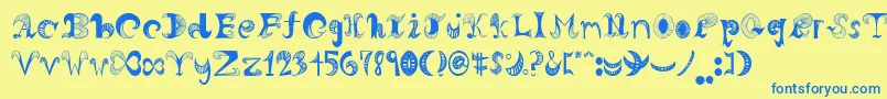 Horn Font – Blue Fonts on Yellow Background