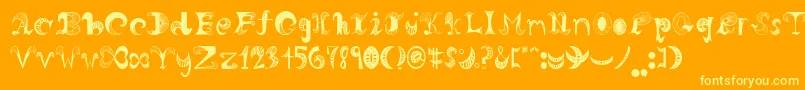 Horn-Schriftart – Gelbe Schriften auf orangefarbenem Hintergrund