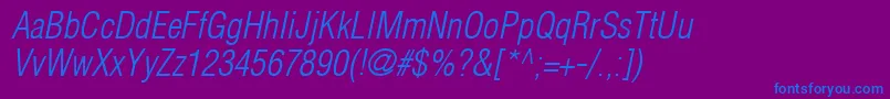 HelveticaLtCondensedLightOblique Font – Blue Fonts on Purple Background