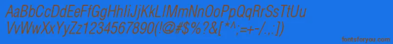 HelveticaLtCondensedLightOblique Font – Brown Fonts on Blue Background
