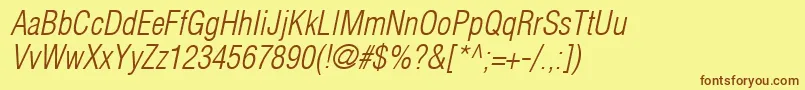HelveticaLtCondensedLightOblique Font – Brown Fonts on Yellow Background