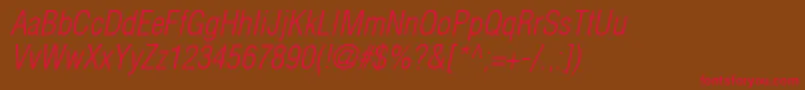 HelveticaLtCondensedLightOblique Font – Red Fonts on Brown Background