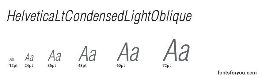 Размеры шрифта HelveticaLtCondensedLightOblique