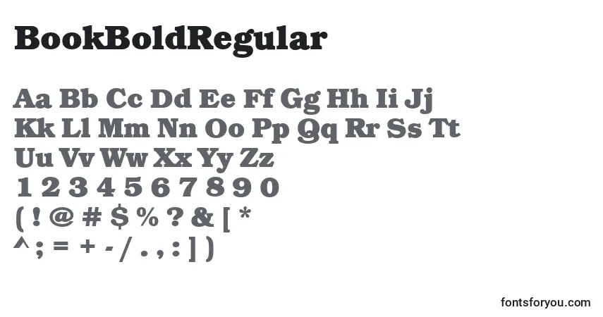 A fonte BookBoldRegular – alfabeto, números, caracteres especiais