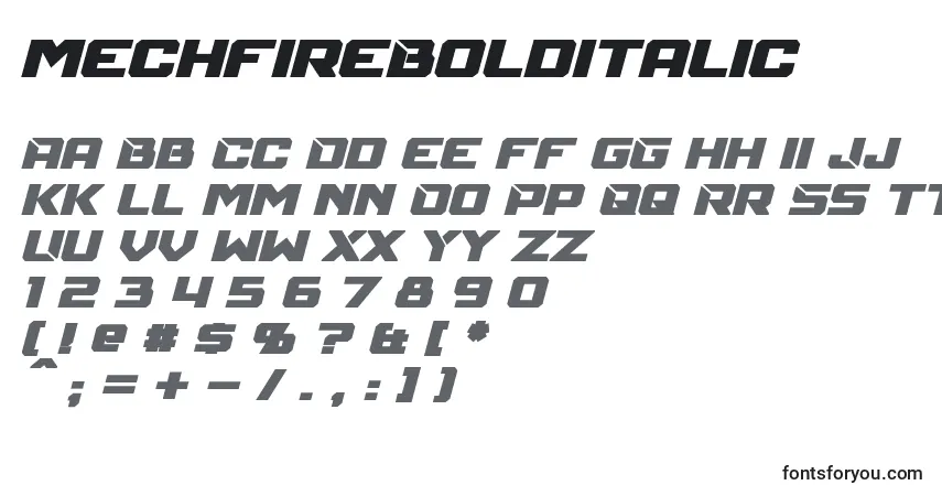 Шрифт MechfireBoldItalic – алфавит, цифры, специальные символы