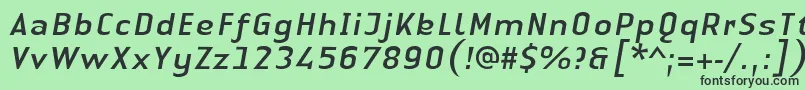 LinotypeAuthenticSansItalic-fontti – mustat fontit vihreällä taustalla