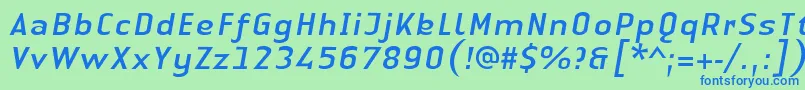 フォントLinotypeAuthenticSansItalic – 青い文字は緑の背景です。