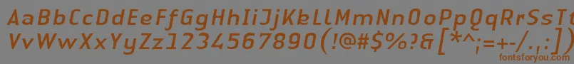 LinotypeAuthenticSansItalic-fontti – ruskeat fontit harmaalla taustalla