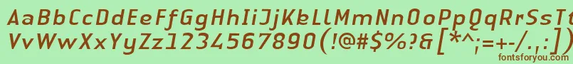 LinotypeAuthenticSansItalic Font – Brown Fonts on Green Background