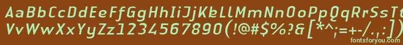 LinotypeAuthenticSansItalic Font – Green Fonts on Brown Background