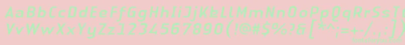 LinotypeAuthenticSansItalic-Schriftart – Grüne Schriften auf rosa Hintergrund