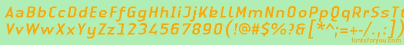 LinotypeAuthenticSansItalic Font – Orange Fonts on Green Background