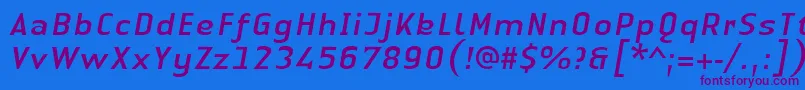 LinotypeAuthenticSansItalic Font – Purple Fonts on Blue Background