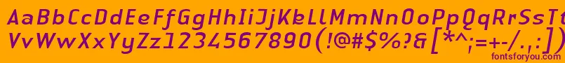 フォントLinotypeAuthenticSansItalic – オレンジの背景に紫のフォント