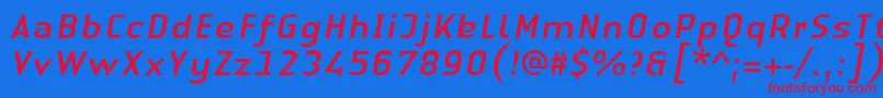 LinotypeAuthenticSansItalic Font – Red Fonts on Blue Background