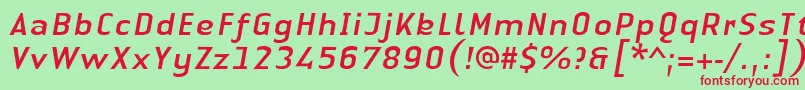 LinotypeAuthenticSansItalic Font – Red Fonts on Green Background