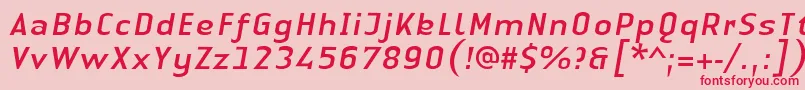 LinotypeAuthenticSansItalic Font – Red Fonts on Pink Background