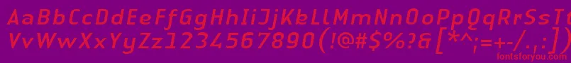 LinotypeAuthenticSansItalic Font – Red Fonts on Purple Background