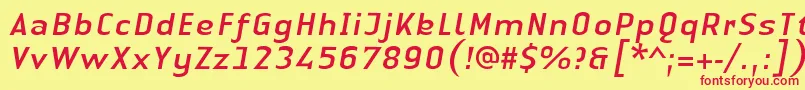 LinotypeAuthenticSansItalic Font – Red Fonts on Yellow Background