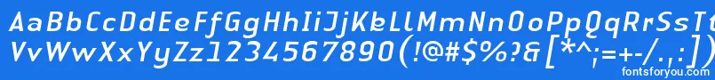 LinotypeAuthenticSansItalic Font – White Fonts on Blue Background