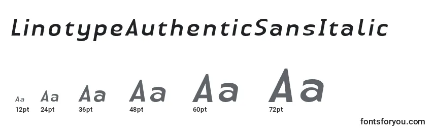 Размеры шрифта LinotypeAuthenticSansItalic