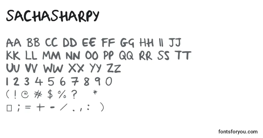 SachaSharpy-fontti – aakkoset, numerot, erikoismerkit