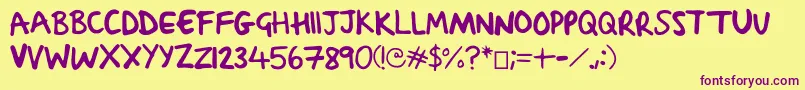 SachaSharpy-Schriftart – Violette Schriften auf gelbem Hintergrund