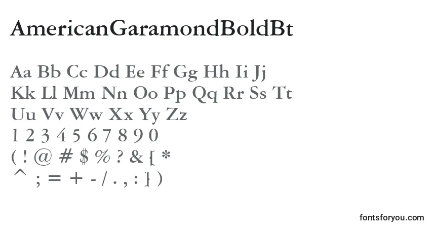 A fonte AmericanGaramondBoldBt – alfabeto, números, caracteres especiais
