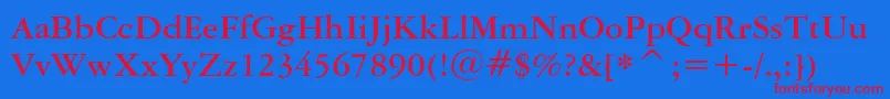 AmericanGaramondBoldBt Font – Red Fonts on Blue Background