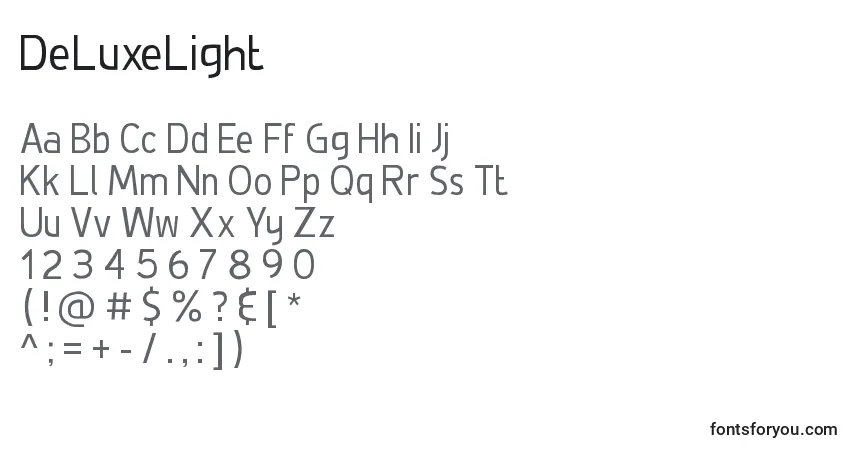Schriftart DeLuxeLight – Alphabet, Zahlen, spezielle Symbole