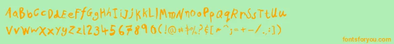 Шрифт PfkidsAgeeight – оранжевые шрифты на зелёном фоне