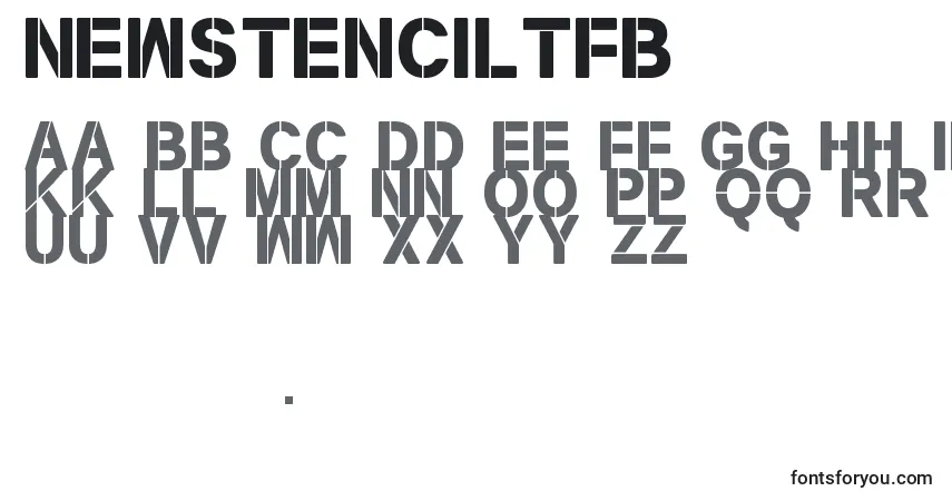 Czcionka NewStencilTfb – alfabet, cyfry, specjalne znaki