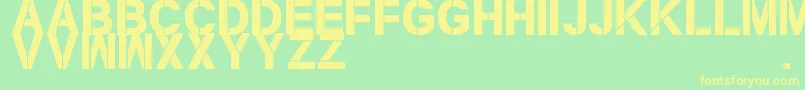 フォントNewStencilTfb – 黄色の文字が緑の背景にあります