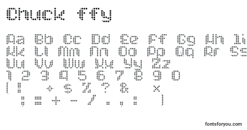 Schriftart Chuck ffy – Alphabet, Zahlen, spezielle Symbole