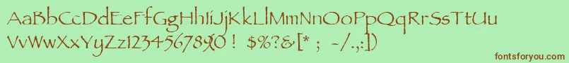 Fonte Ancientscript – fontes marrons em um fundo verde