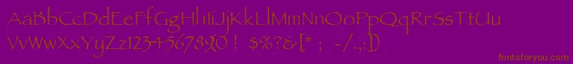 Ancientscript-Schriftart – Braune Schriften auf violettem Hintergrund