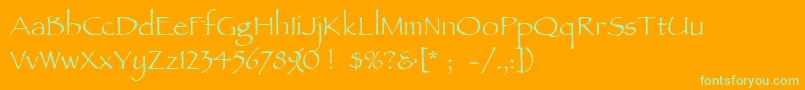 Ancientscript Font – Green Fonts on Orange Background