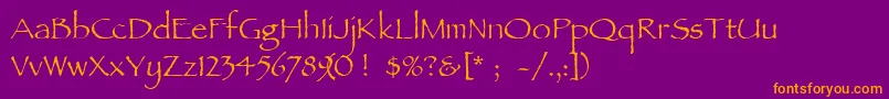 Ancientscript Font – Orange Fonts on Purple Background