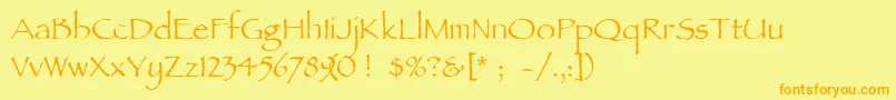 Ancientscript Font – Orange Fonts on Yellow Background