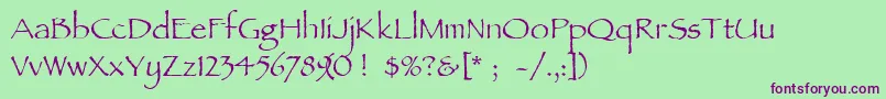 Ancientscript-Schriftart – Violette Schriften auf grünem Hintergrund