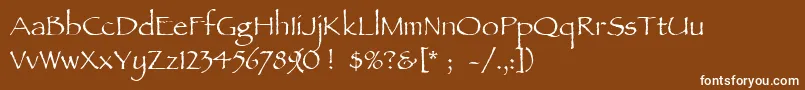 Ancientscript-Schriftart – Weiße Schriften auf braunem Hintergrund