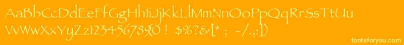 Ancientscript Font – Yellow Fonts on Orange Background