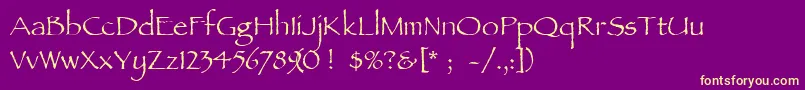 Weitere Informationen zur Ancientscript-Schriftart Ancientscript-Schriftart – Gelbe Schriften auf violettem Hintergrund