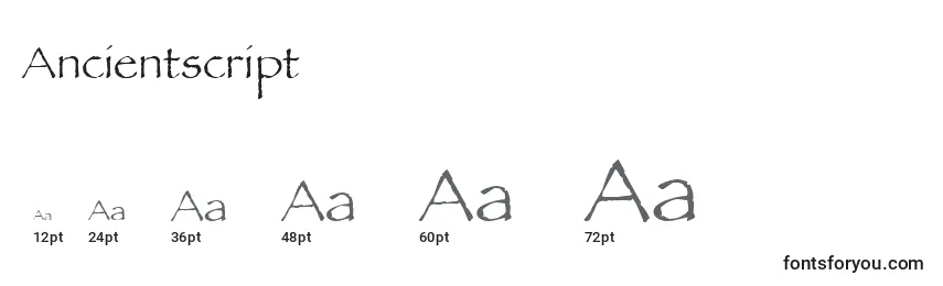 Размеры шрифта Ancientscript