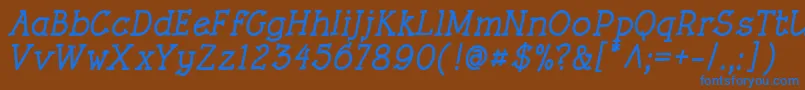 RoughLtBoldItalic Font – Blue Fonts on Brown Background