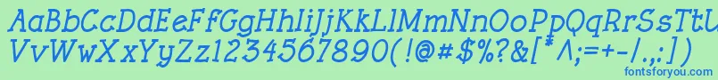 RoughLtBoldItalic Font – Blue Fonts on Green Background