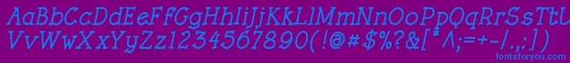 RoughLtBoldItalic Font – Blue Fonts on Purple Background