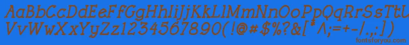 RoughLtBoldItalic Font – Brown Fonts on Blue Background