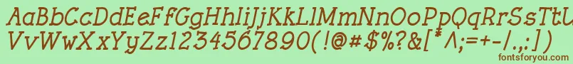 RoughLtBoldItalic Font – Brown Fonts on Green Background