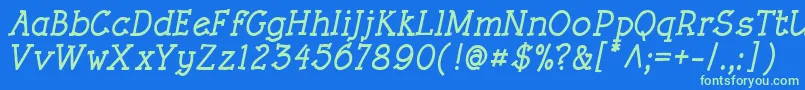 RoughLtBoldItalic Font – Green Fonts on Blue Background